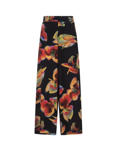 Shop Alexander Mcqueen Solarised Orchid Wide Leg Trousers In In Black
