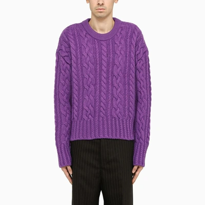 Shop Ami Alexandre Mattiussi Ami Paris Crew-neck Sweater In Purple