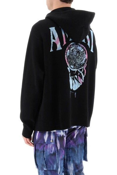 Shop Amiri Crystal Ball Cashmere Knit Hoodie In Black