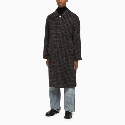 Shop Andersson Bell Checked Single-breasted Coat In Blue