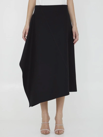Shop Bottega Veneta Asymmetric Cotton Skirt In Black