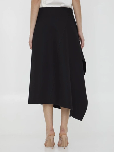 Shop Bottega Veneta Asymmetric Cotton Skirt In Black