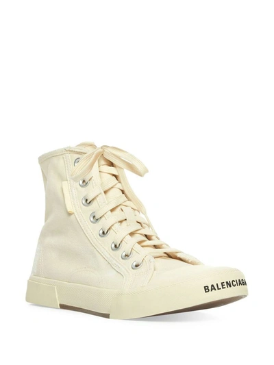 Shop Balenciaga 'paris' High Top Sneakers In White