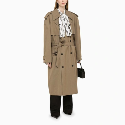 Shop Balenciaga Double-breasted Trench Coat In Beige