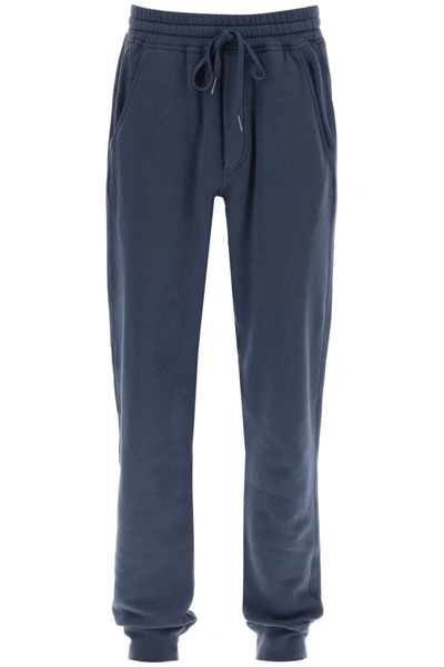 Shop Tom Ford Joggers In Fleece-back Cotton In Blue