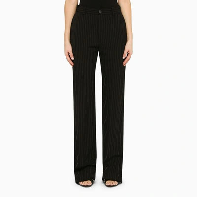 Shop Balenciaga Pinstripe Trousers In Black