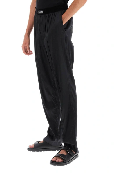 Shop Tom Ford Silk Pajama Pants In Black