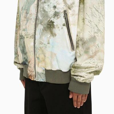 Balmain Reversible Bomber Jacket With Multicolored Sky Print In Green