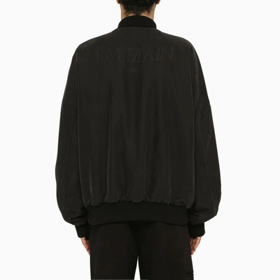 Balmain Reversible Bomber Jacket With Multicolored Sky Print In Green