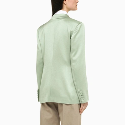 Shop Blazé Milano Pistachio Satin Double-breasted Jacket In Green