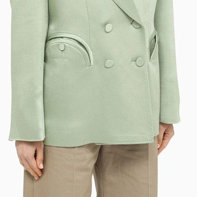 Shop Blazé Milano Pistachio Satin Double-breasted Jacket In Green