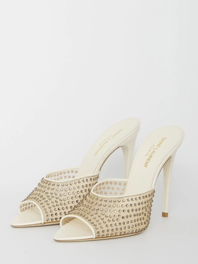Shop Saint Laurent Blonde Sandals In Grey