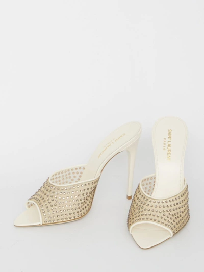 Shop Saint Laurent Blonde Sandals In Grey
