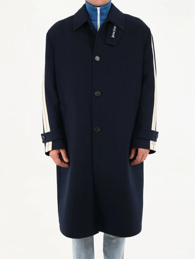 Shop Palm Angels Blue Wool Coat