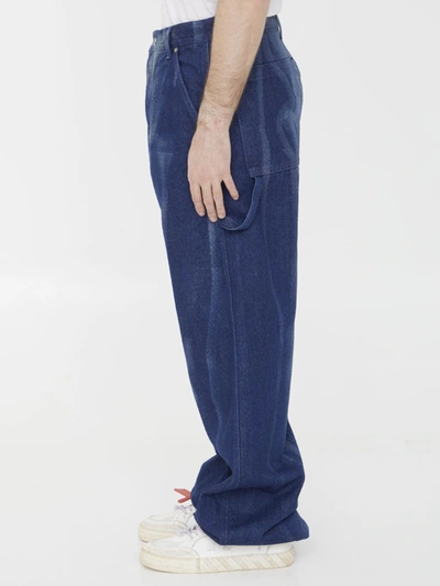 Shop Off-white Body Scan Oversized Jeans In Light Blue