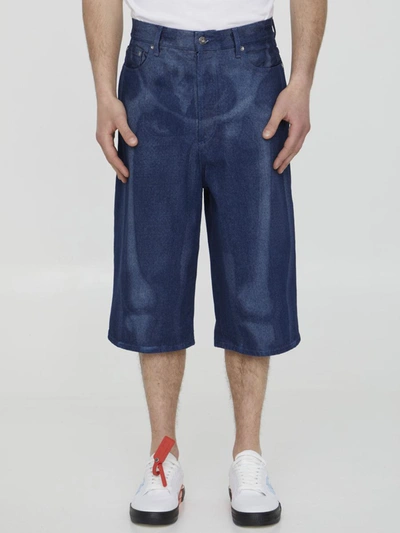 Shop Off-white Body Scan Bermuda Shorts In Light Blue