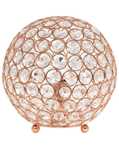 Lalia Home Elipse Medium 8in Contemporary Metal Crystal Round Sphere  Glamourous Orb Table Lamp In Gold