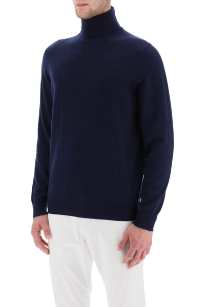 Shop Brunello Cucinelli Cashmere Turtleneck Sweater In Blue