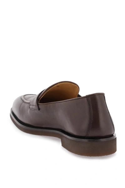 Shop Brunello Cucinelli Leather Penny Loafers In Brown