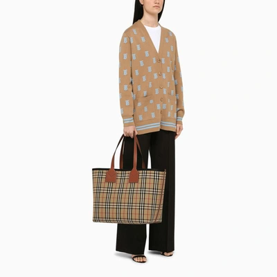 Burberry Large London Tote In Check Cotton In Multicolor