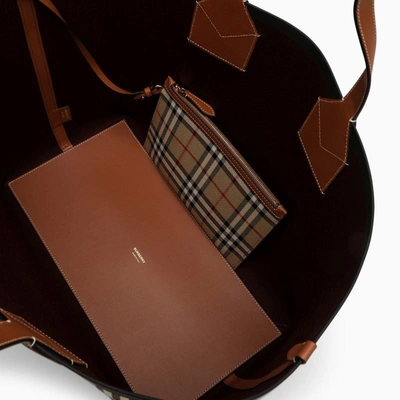 Burberry Large London Tote In Check Cotton In Multicolor