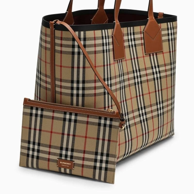 Burberry Large London Tote In Check Cotton In Multicolor