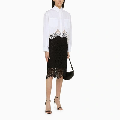 Shop Burberry Lace Pencil Skirt In Black