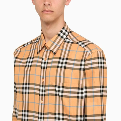 Shop Burberry Regular Check Shirt In Orange