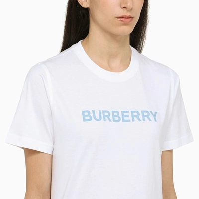 Shop Burberry White/blue Crew-neck T-shirt