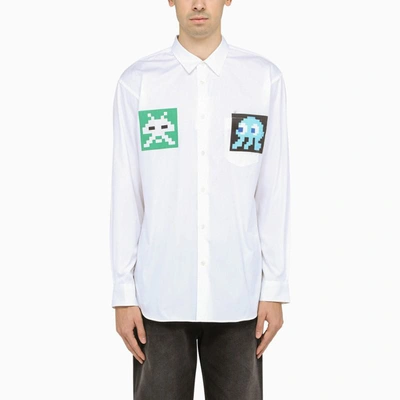 Shop Comme Des Garçons Shirt Invader Printed Shirt In White