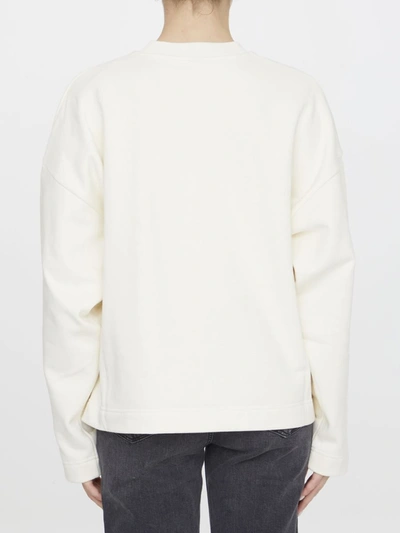 Shop Moncler Cotton Sweatshirt With Logo In White