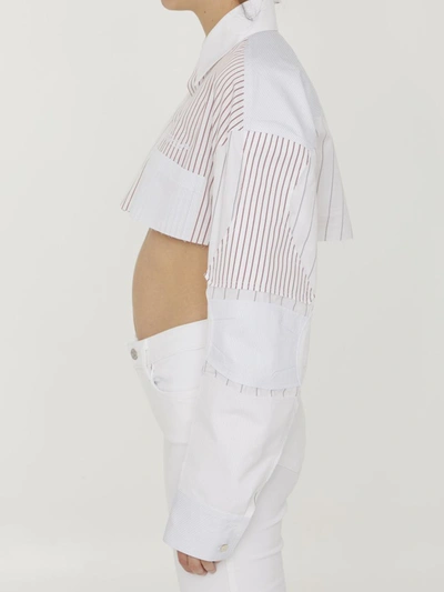 Shop Off-white Cropped Motorcycle Shirt In White