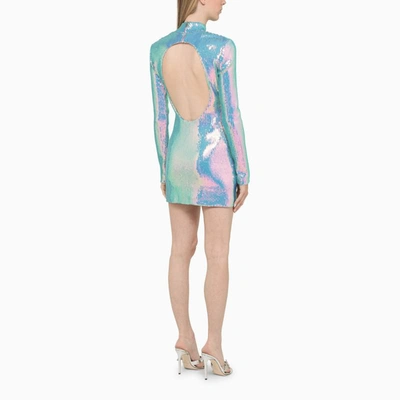 Shop David Koma Iridescent Sequin Mini Dress In Light Blue