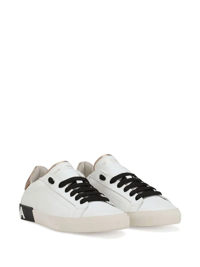 Shop Dolce & Gabbana 'portofino' Sneakers In Bianco E Oro