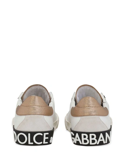 Shop Dolce & Gabbana 'portofino' Sneakers In Bianco E Oro