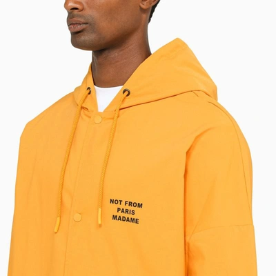 Shop Drôle De Monsieur Yellow Ochre Single-breasted Duster Coat With Slogan In Orange