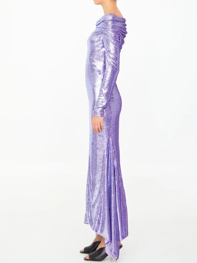 Shop Attico Fanny Sequined Dress In Lilac