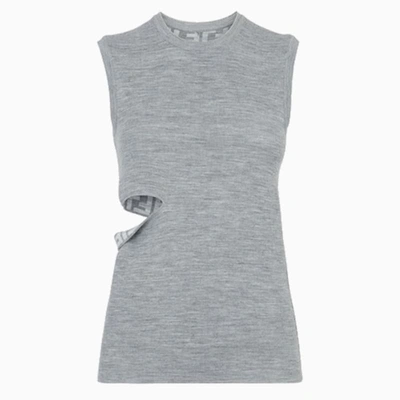 Shop Fendi Asymmetrical Top In Grey