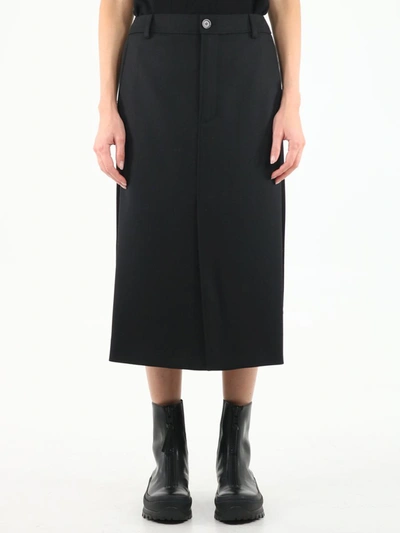 Shop Balenciaga Front Panel Skirt In Black