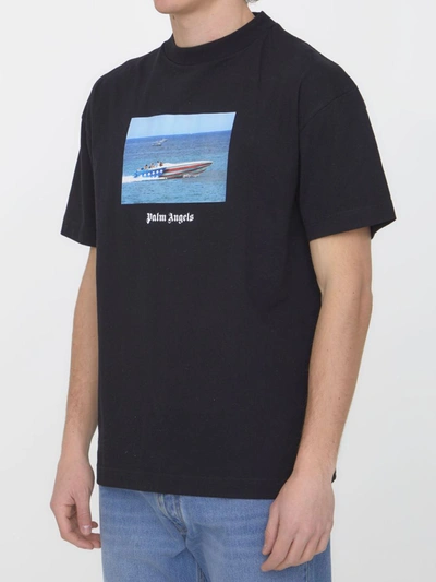 Shop Palm Angels Getty Speedboat T-shirt In Black/white