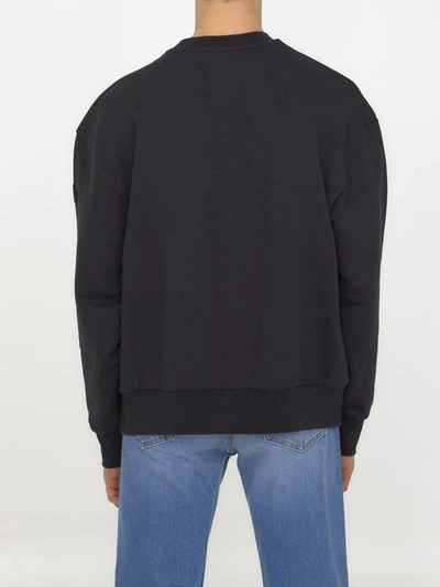 Shop Moncler Glitter Logo Sweatshirt In Black