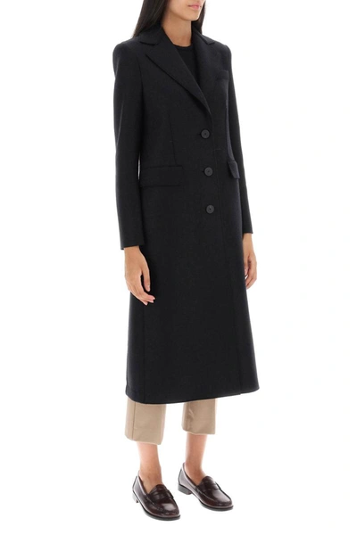 Shop Harris Wharf London Single-breasted Coat In Pressed Wool In Black