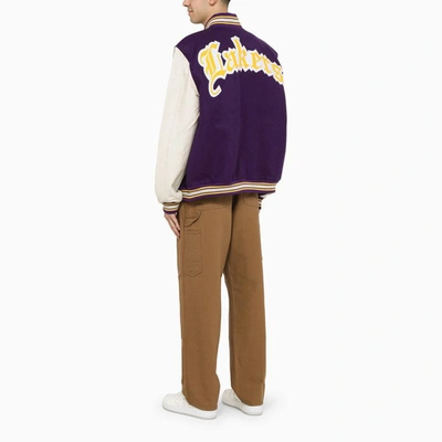 Shop Jeff Hamilton Violet Bomber Jacket With Patches In Purple