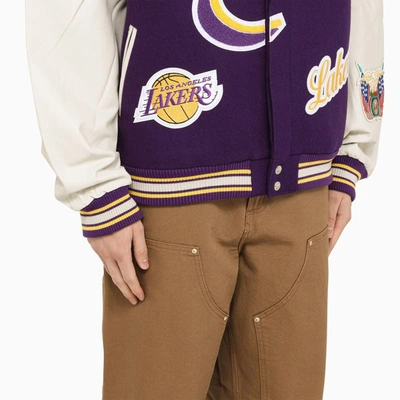 Shop Jeff Hamilton Violet Bomber Jacket With Patches In Purple