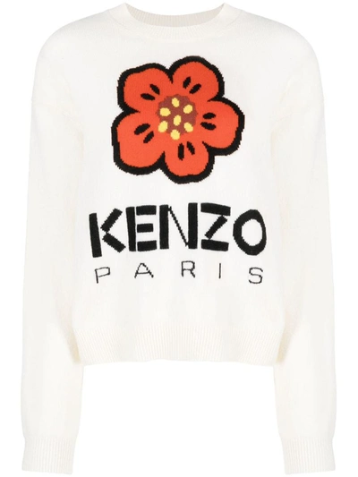 Shop Kenzo Boke Flower-jacquard Sweater In White