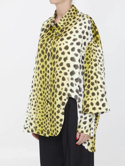 Attico Eliza Leopard-print Button Down Shirt In Yellow