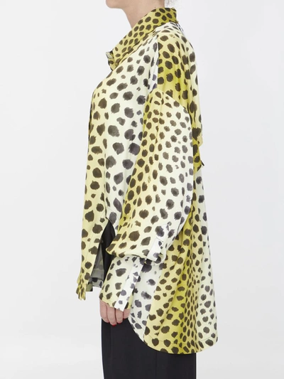 Attico Eliza Leopard-print Button Down Shirt In Yellow