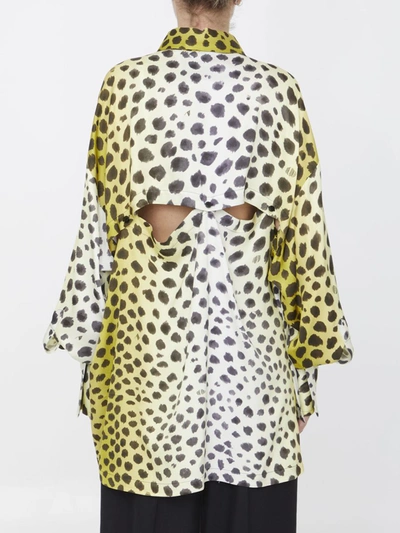Attico Eliza Leopard-print Button Down Shirt In Yellow
