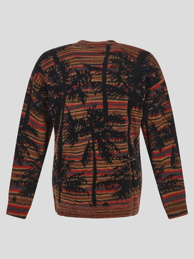 Shop Laneus Sweaters In <p> Multicolor Sweater In Cashmere With Long Sleeves And  Knitted Palm Trees