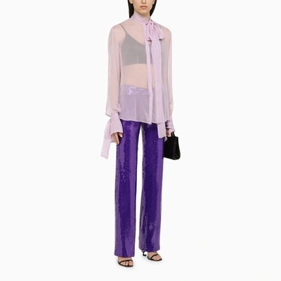 Shop Laquan Smith Trousers With Sequins In Purple
